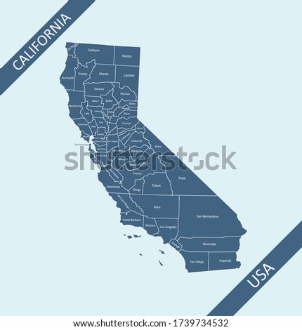 County map of California USA state