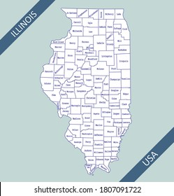 County map of Illinois USA
