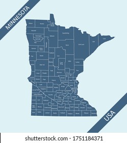 County map of Minnesota USA