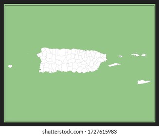 County map of Puerto Rico vector outline