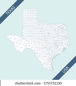 County map of Texas USA