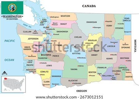 County map of the US American state of Washington
