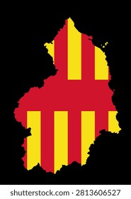 County Northumberland map vector silhouette illustration isolated. Territory in North East England region, Great Britain, UK. Province map. Northumberland flag emblem banner patriotic sign symbol.