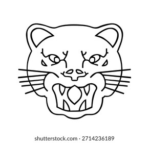 Ilustración vectorial heráldica de cabeza de leopardo del condado de Shropshire aislada. Cabeza de leona. Tigre Panthera. Atracción de depredadores del zoológico. Heráldica de símbolo de bestia enojada. Anuncio gráfico del emblema del contorno de la línea del gato salvaje.
