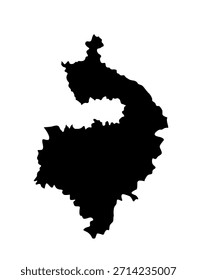 Ilustración de la silueta del Vector del mapa del condado de Warwickshire. Territorio en la región de West Midlands, Inglaterra, Gran Bretaña, Reino Unido. Mapa de la provincia de Inglaterra. 