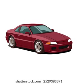 coupe car burgundy color vector  illustration design on white background