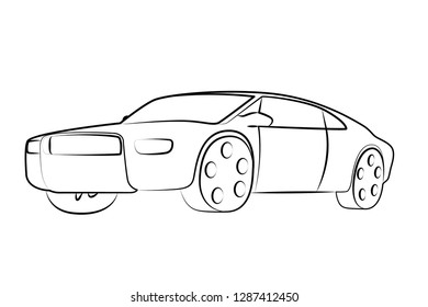 coupe car contour vector illustration 
