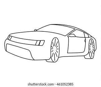 Coupe car contour vector illustration