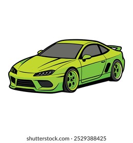 coupe car neon green color vector illustration design on white background 
