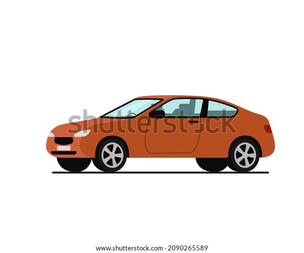 The coupe car orange. Color vector\
illustration, flat style. White isolated\
background.