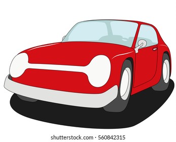 Coupe car red realistic vector illustration isolated