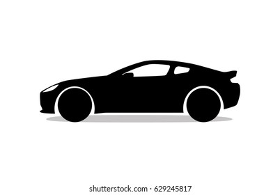 Coupe car silhouette icon black and white