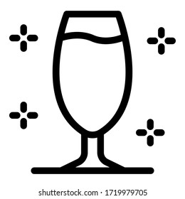 Icono de champán Coupe. Icono de vector de champán de esquema para diseño web aislado en fondo blanco