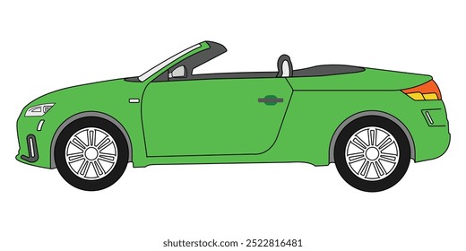 Vector de icono de coche convertible Coupe en estilo de línea. Vista lateral disparada.  Vehículo de lujo super deportivo.