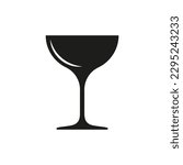 A coupe glass for champagne, for cocktails. Vector icon.
