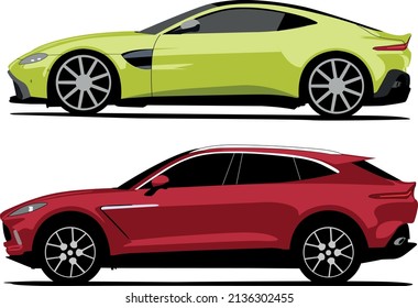 coupe and suv vectorgraphic sideview