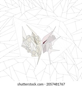 Couple of abstract lovers sketchy knights look at each other. Reptilians lovers [vector]