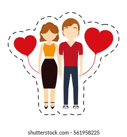 couple affection red hearts balloon vector illustration eps 10