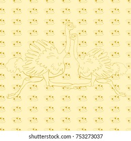 couple African bird ostrich is running vector illustration