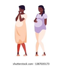 couple of afro pregnancy women characters