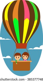 couple in air balloon