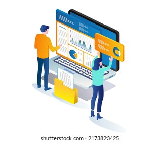 A couple is analyzing investment business data