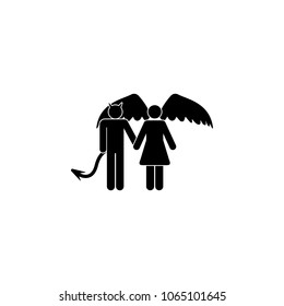 couple angel and demon icon. Element of couples in love illustration. Premium quality graphic design icon. Signs and symbols collection icon for websites, web design, mobile app on white background