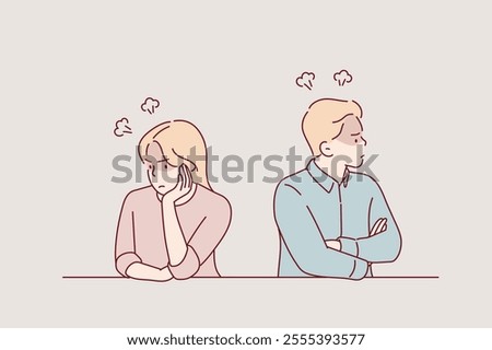 A couple angry at each other. Hand drawn style vector design illustrations.
