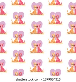 Couple animal cat pattern design for print and background decoration