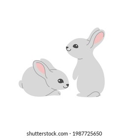 Couple of animals. Vector illustration with bunny.