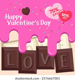 Couple Anniversary. Valentine's Day, White Day, Chocolate Illustration for Lovers. Vector Illustration Design.