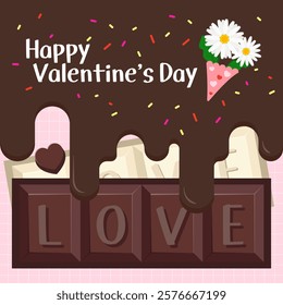 Couple Anniversary. Valentine's Day, White Day, Chocolate Illustration for Lovers. Vector Illustration Design.