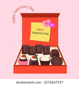 Couple Anniversary. Valentine's Day, White Day, Chocolate Illustration for Lovers. Vector Illustration Design.