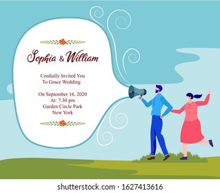 couple announcing wedding invitation template design vector illustration