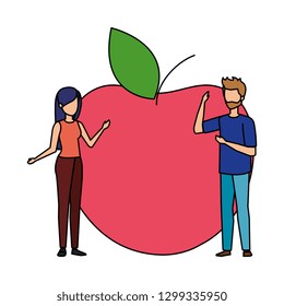 couple with apple fruit