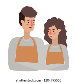couple with apron avatar character