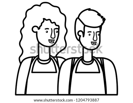 couple with apron avatar character