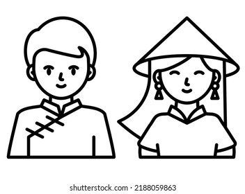 the couple in asia traditional costume
modern concept ui ux icon for website, app, presentaion, flyer, brochure etc.
