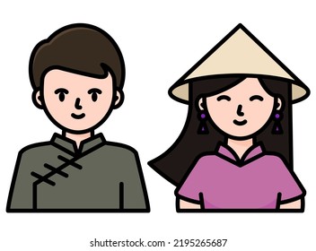 the couple in asia traditional costume
modern concept ui ux icon for website, app, presentaion, flyer, brochure etc.