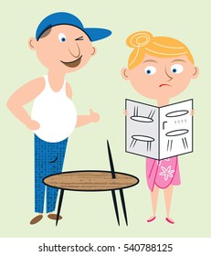 Couple assembling flat-pack furniture