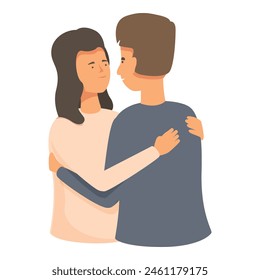 Couple attraction embrace icon cartoon vector. Care love. Diverse people