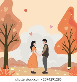 a couple in the autumn forest 