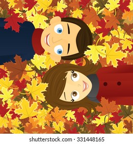 Couple in Autumn Leaves