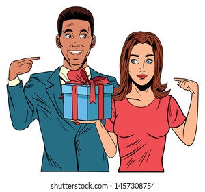 couple avatar afroamerican man profile picture cartoon character portrait vector illustration graphic design