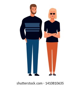couple avatar cartoon character  with casual fashion clothes vector illustration graphic design