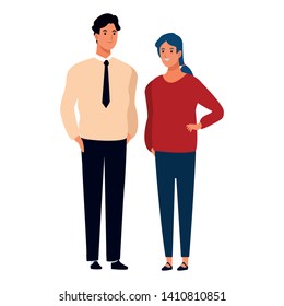 couple avatar cartoon character  with fashion casual clothes and business suit vector illustration graphic design