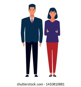 couple avatar cartoon character  with fashion casual clothes and business suit vector illustration graphic design
