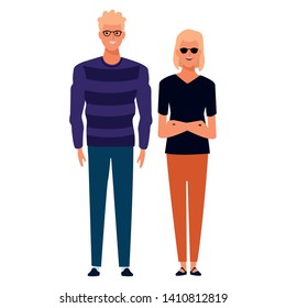 couple avatar cartoon character  with fashion casual clothes vector illustration graphic design