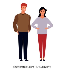 couple avatar cartoon character  with fashion casual clothes vector illustration graphic design