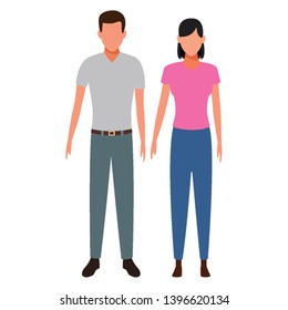 couple avatar cartoon character vector illustration graphic design